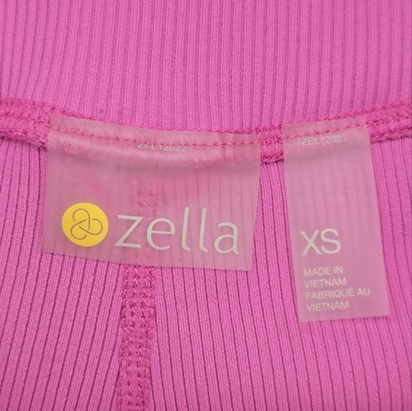 Zella Pink Ribbed Biker Yoga Gym Shorts XS High Waist Stretchy w/ Back Pocket - Picture 7 of 14